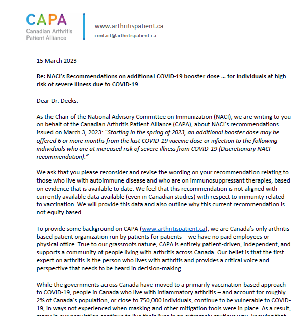 CAPA’s Feedback to NACI’s Recommendations on Timing of COVID-19 Booster Inbox